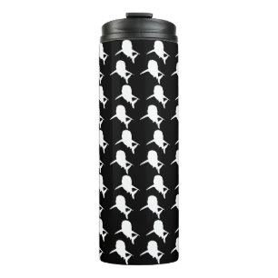 Black and white Shadow fish shark whale pattern Thermal Tumbler