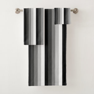 Black and white shadow stripes bath towel set