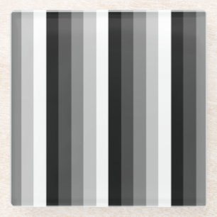 Black and white shadow stripes glass coaster