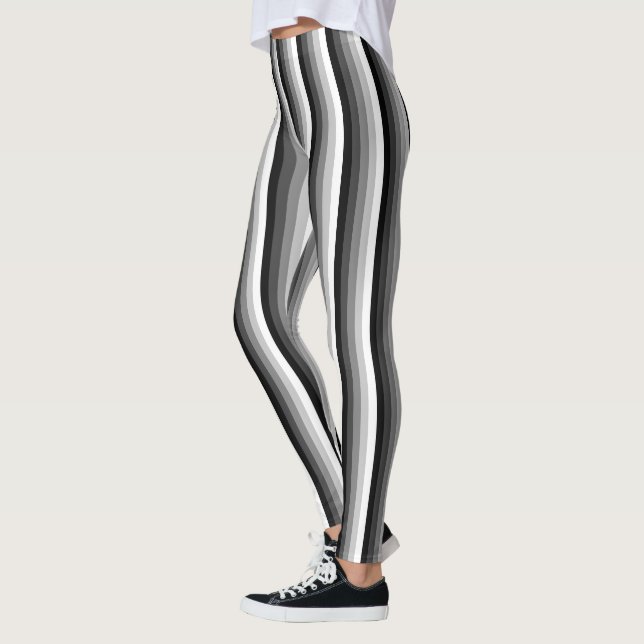 Black and white shadow stripes leggings (Left)