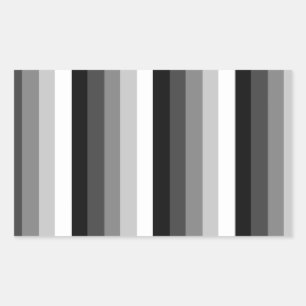 Black and white shadow stripes rectangular sticker
