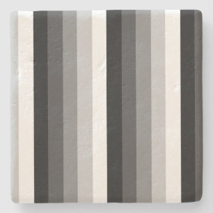 Black and white shadow stripes stone coaster