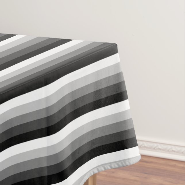 Black and white shadow stripes tablecloth (In Situ)