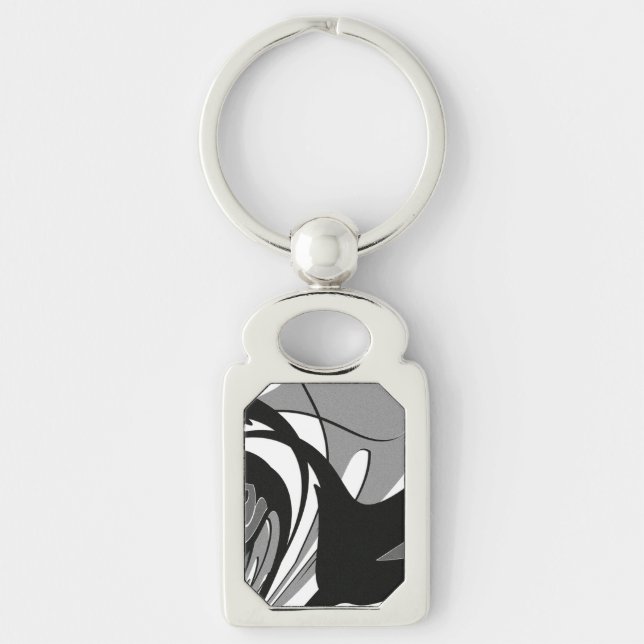 Black and White Shape Art Key Ring (Front)