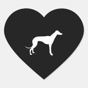 Black and White Shape of Greyhound Heart Sticker