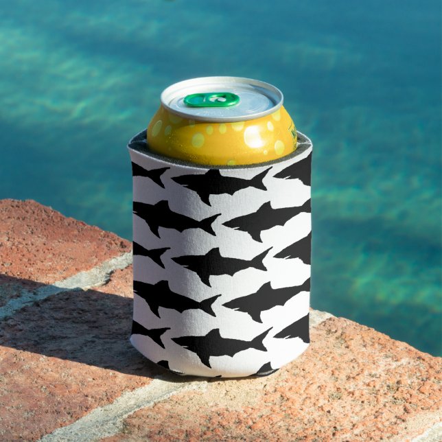 Black and white shark fish pattern can cooler (In Situ Pool)