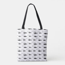 Black and White Shark Pattern Tote Bag