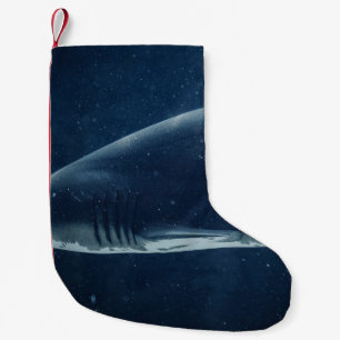 BLACK AND WHITE SHARK UNDERWATER SMALL CHRISTMAS STOCKING