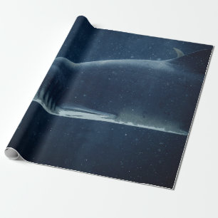 BLACK AND WHITE SHARK UNDERWATER WRAPPING PAPER