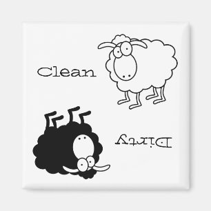 Black and white sheep Clean-Dirty Magnet