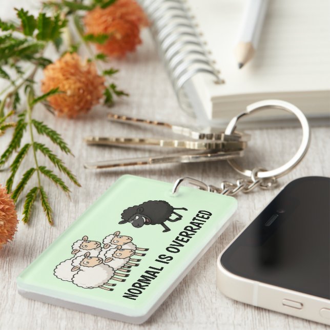 Black and White Sheep Key Ring (Front Right)