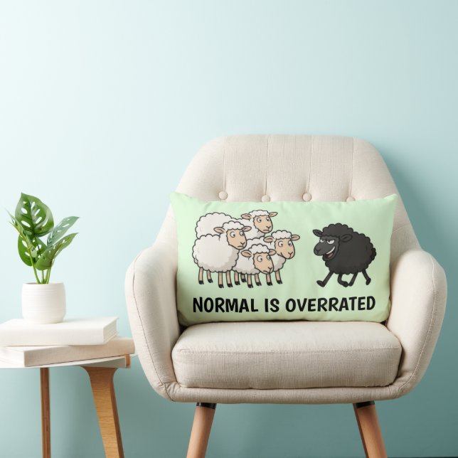 Black and White Sheep Lumbar Cushion (Chair)