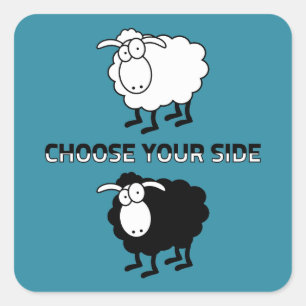 Black and white sheep square sticker