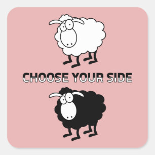 Black and white sheep square sticker