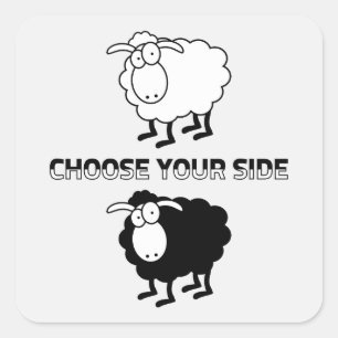 Black and white sheep square sticker