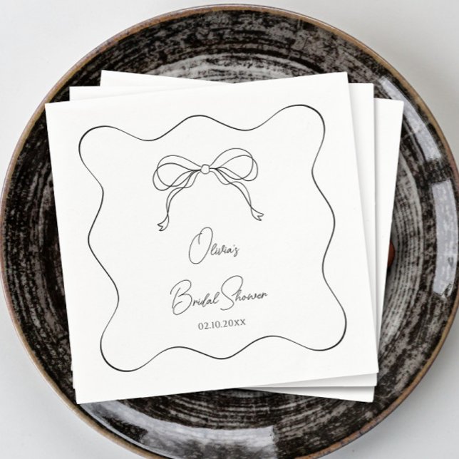 Black and White She's Tying the Knot Bridal Shower Napkin (Creator Uploaded)