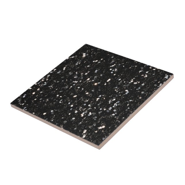 Black and white shiny glitter sparkles tile (Side)