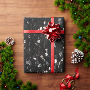 Black and white shiny glitter sparkles wrapping paper