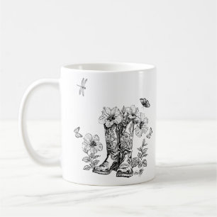 Black and White Shoes With Flowers Coffee Mug