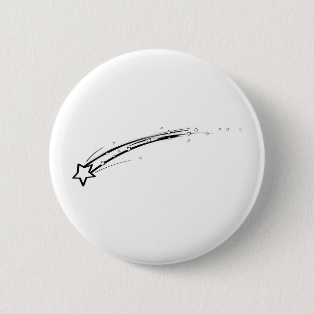 Black and White Shooting Star 6 Cm Round Badge (Front)