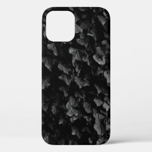 Black and white shot of thick ivy leaf plant iPhone 12 case