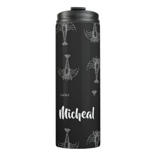 Black and white shrimp pattern thermal tumbler
