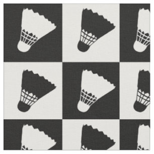 Black and white shuttlecocks (large tiles) fabric