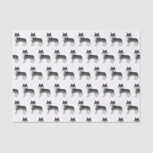 Black And White Siberian Husky Cute Dog Pattern Tissue Paper