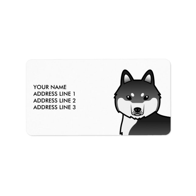 Black And White Siberian Husky Dog & Custom Text Label (Front)