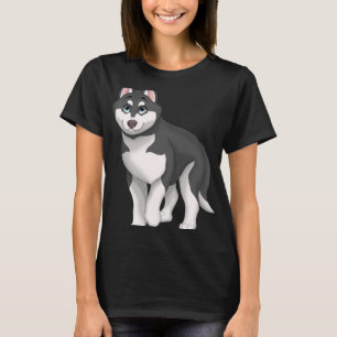 Black and White Siberian Husky Dog with Blue Eyes T-Shirt
