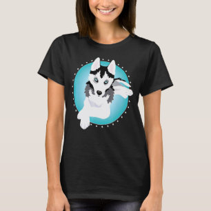 Black And White Siberian Husky Puppy Dog T-Shirt