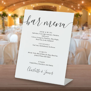 Black And White Signature Script Bar Menu Pedestal Sign
