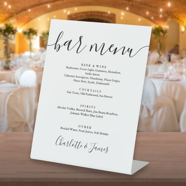 Black And White Signature Script Bar Menu Pedestal Sign (Black And White Signature Script Bar Menu Pedestal Sign)
