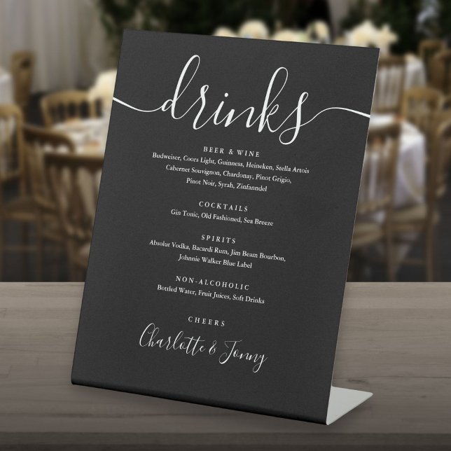 Black And White Signature Script Drinks Menu Pedestal Sign (Black And White Signature Script Drinks Menu Pedestal Sign)
