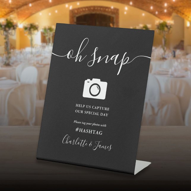 Black And White Signature Script Oh Snap Pedestal Sign (Black And White Signature Script Oh Snap Pedestal Sign)