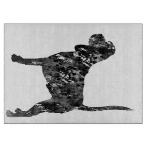 Black And White Silhouette Of A Standing Beagle Cutting Board