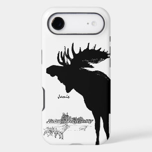 Black and White Silhouette Vintage Moose Wolf