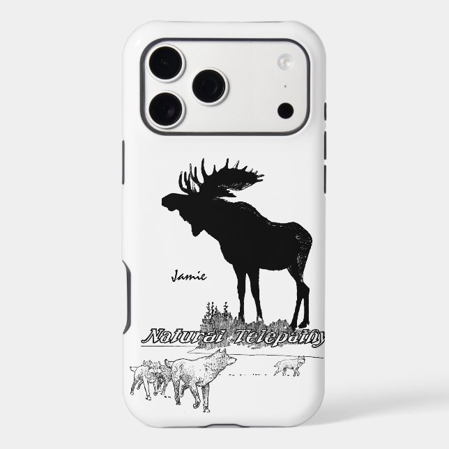 Black and White Silhouette Vintage Moose Wolf (Back)