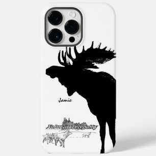 Black and White Silhouette Vintage Moose Wolf Case-Mate iPhone 14 Pro Max Case