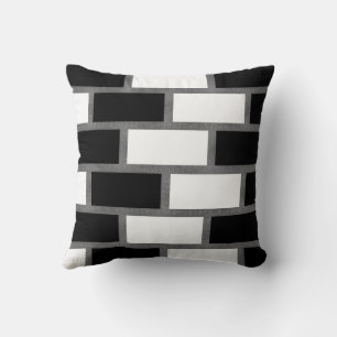 Black And White Sillitoe Tartan Chequered Pattern Cushion