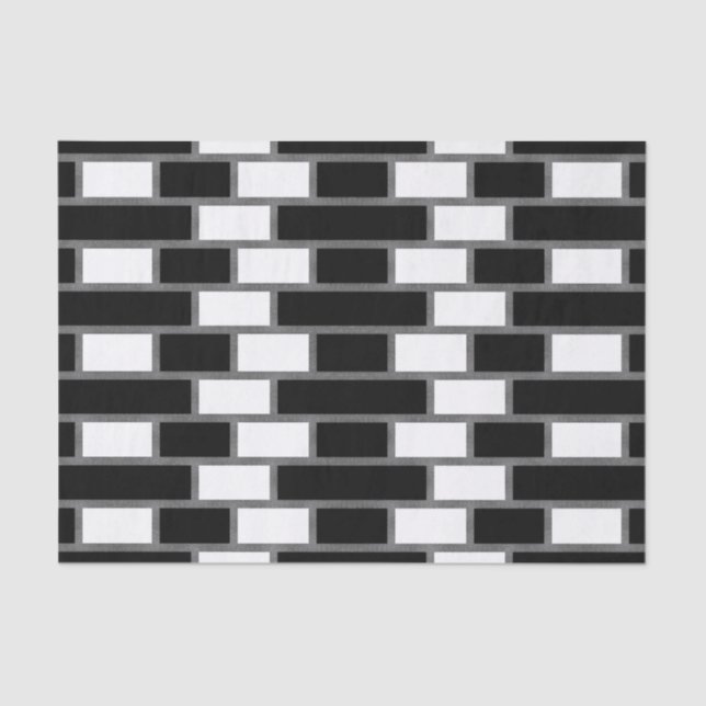 Black And White Sillitoe Tartan Chequered Pattern  Tissue Paper (Front)