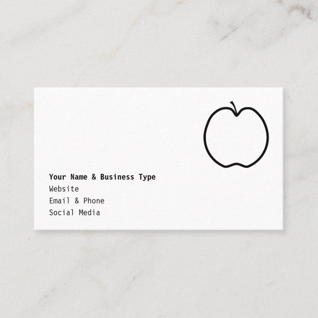 Black and White Simple Apple Design Business Card (Front)