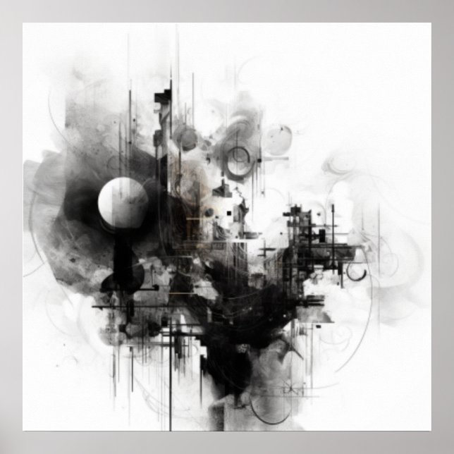  Black and White Simple Art  Poster (Front)