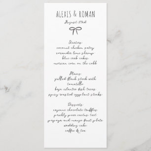 Black and White Simple Bow Handwritten  Menu