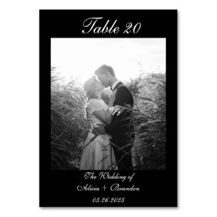 Black and White Simple Calligraphy Script Photo Table Number