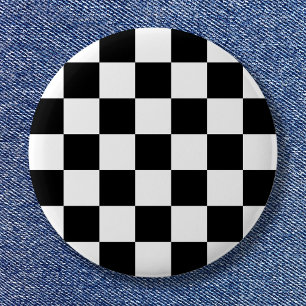 Black and White Simple Check Pattern 3 Cm Round Badge