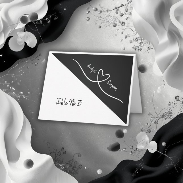 black and white simple elegant guest Seating Cards (Creator Uploaded)
