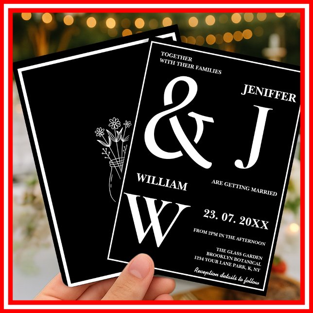 Black and White Simple Elegant Modern Wedding Invitation (Creator Uploaded)