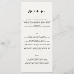 black and white simple elegant script wedding  men menu