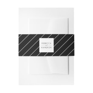 Black and White Simple Elegant Wedding Invitation Belly Band